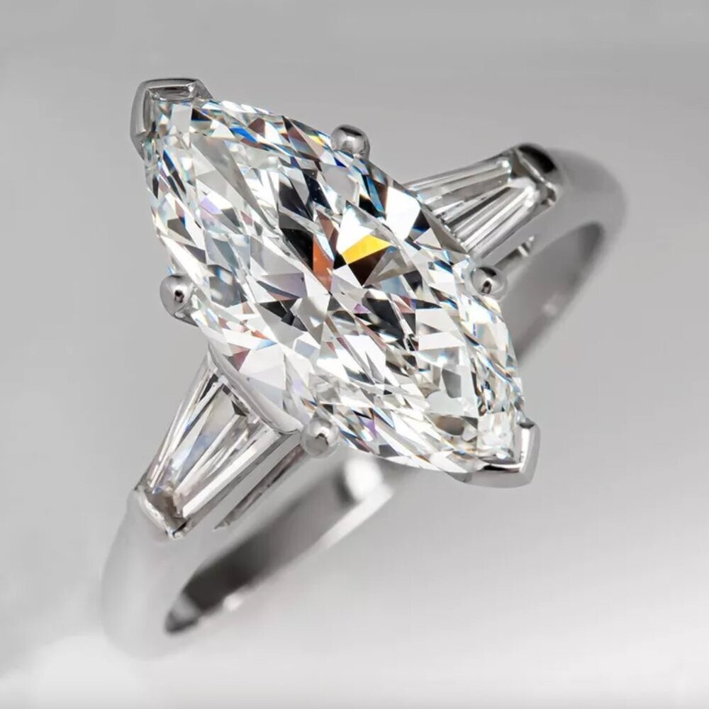 NEW 14K White Gold Marquise Cut Diamond Ring - Picture 5 of 7